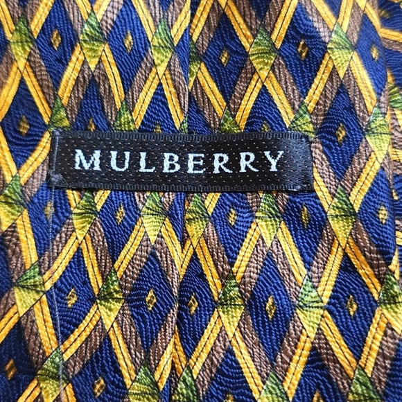 MULBERRY Made in Italy Vintage Handcrafted Silk Abstract Print Tie - Picture 1 of 5